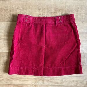 Loft Cherry Red Size 6 100% Cotton Mini Skirt Fitted